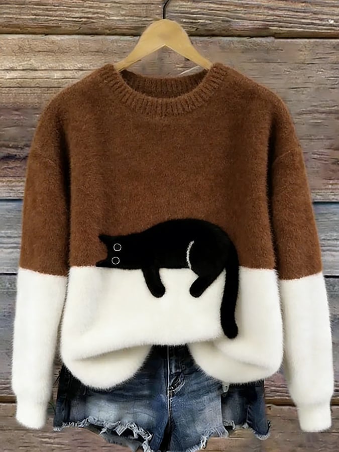 Kalisine | Casual Cat Graphic Sweater in Multiple Colors