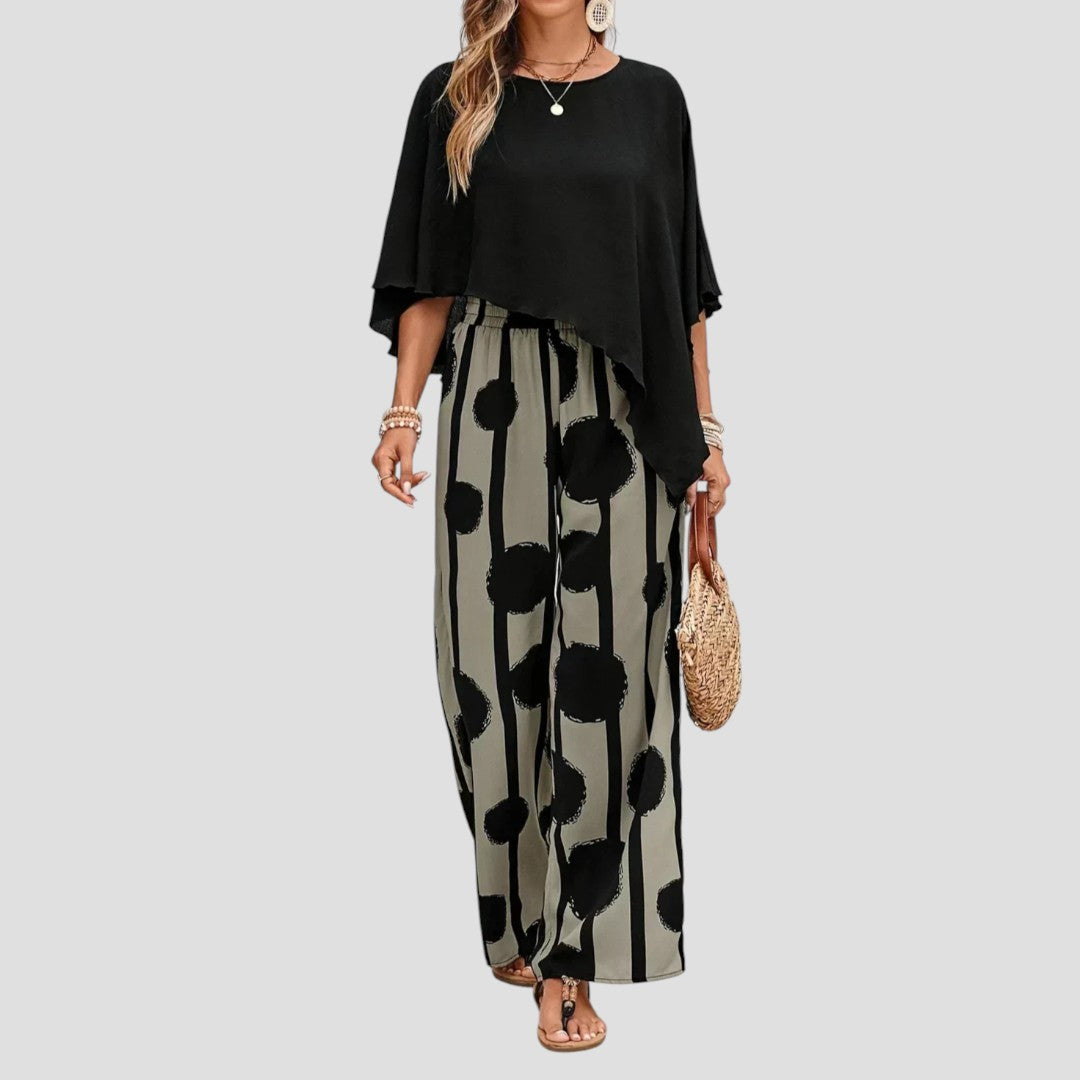 Paolina | Jumpsuit Black Overlay Top Wide Leg