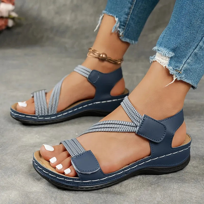 Rania - Open Toe Adjustable Strap Flat Sandals