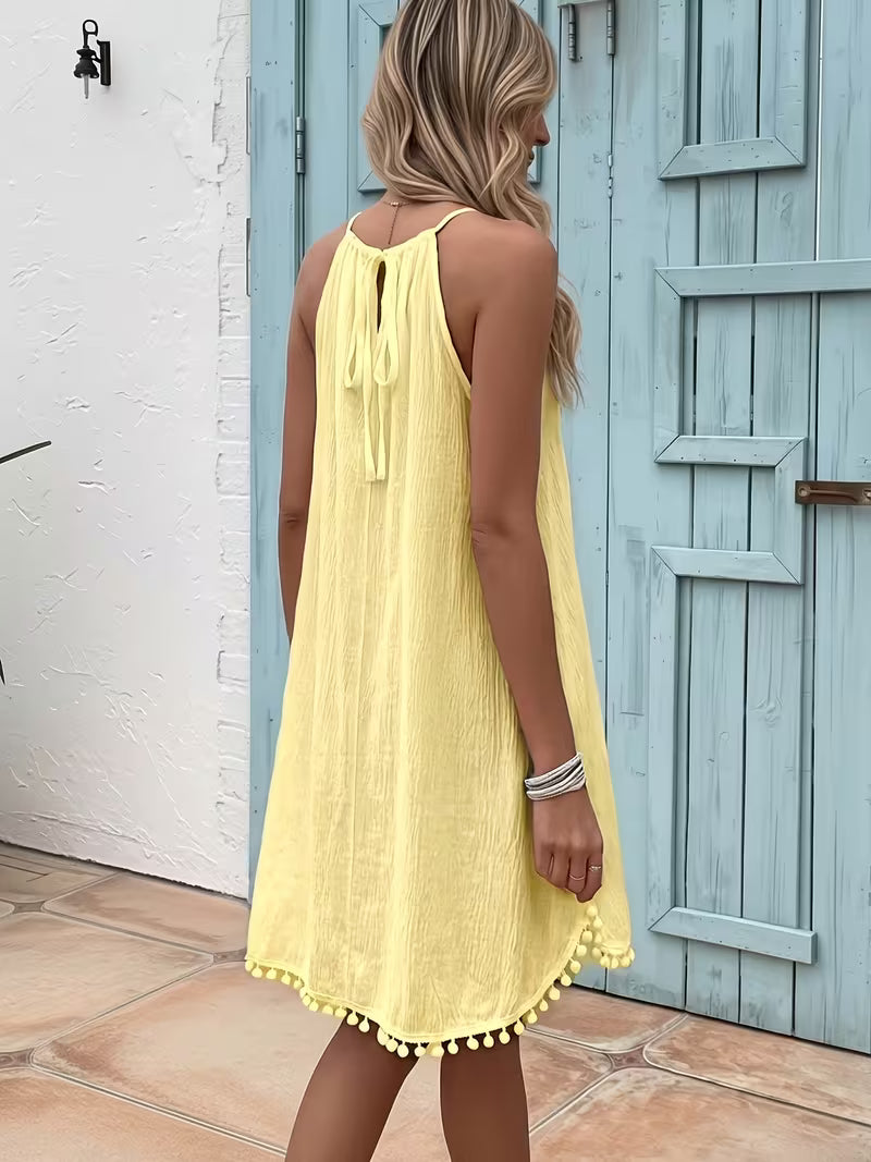 Shiena | Sleeveless Crochet Halter Beach Cover-Up