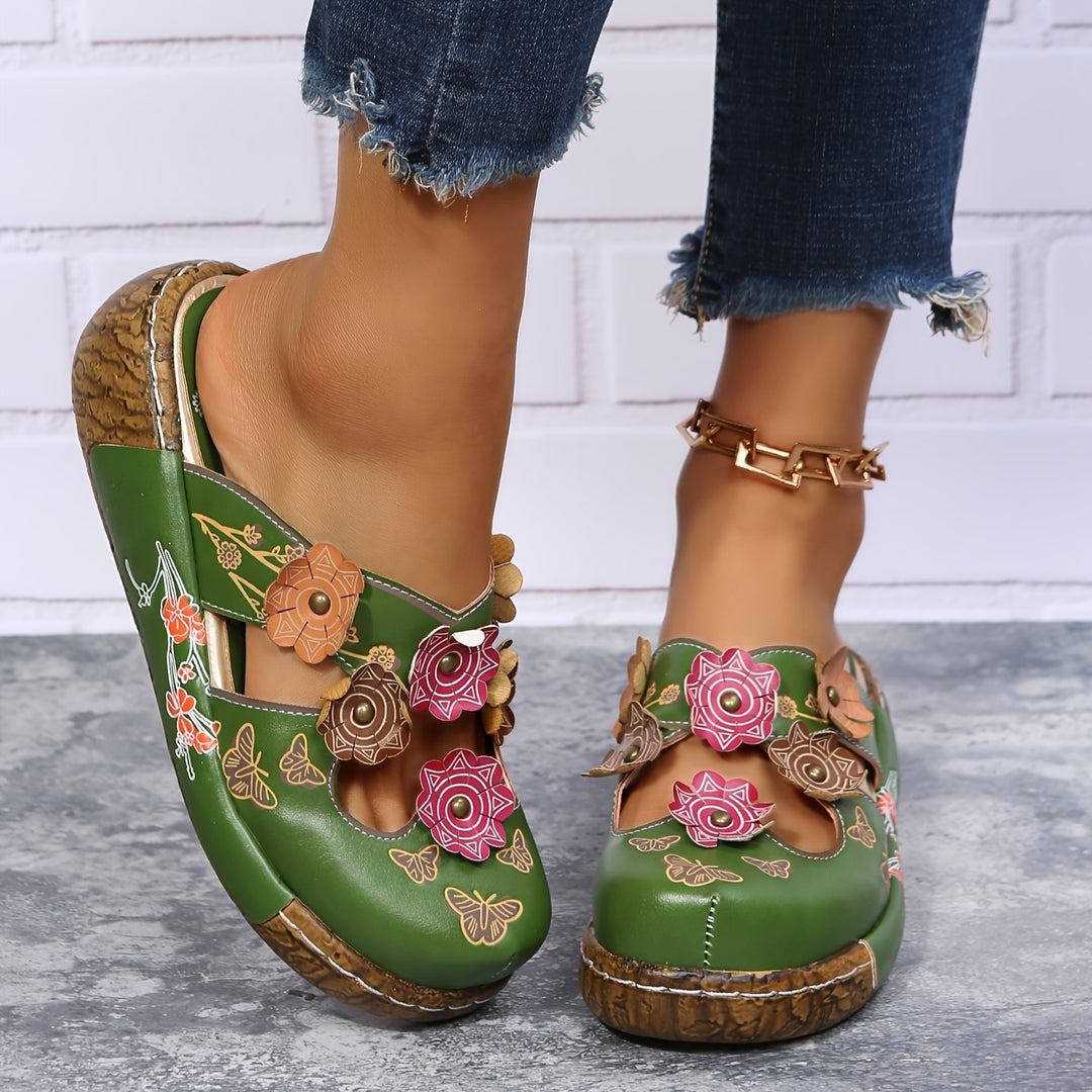Oprah | Floral Cutout Clog Shoes With Prints