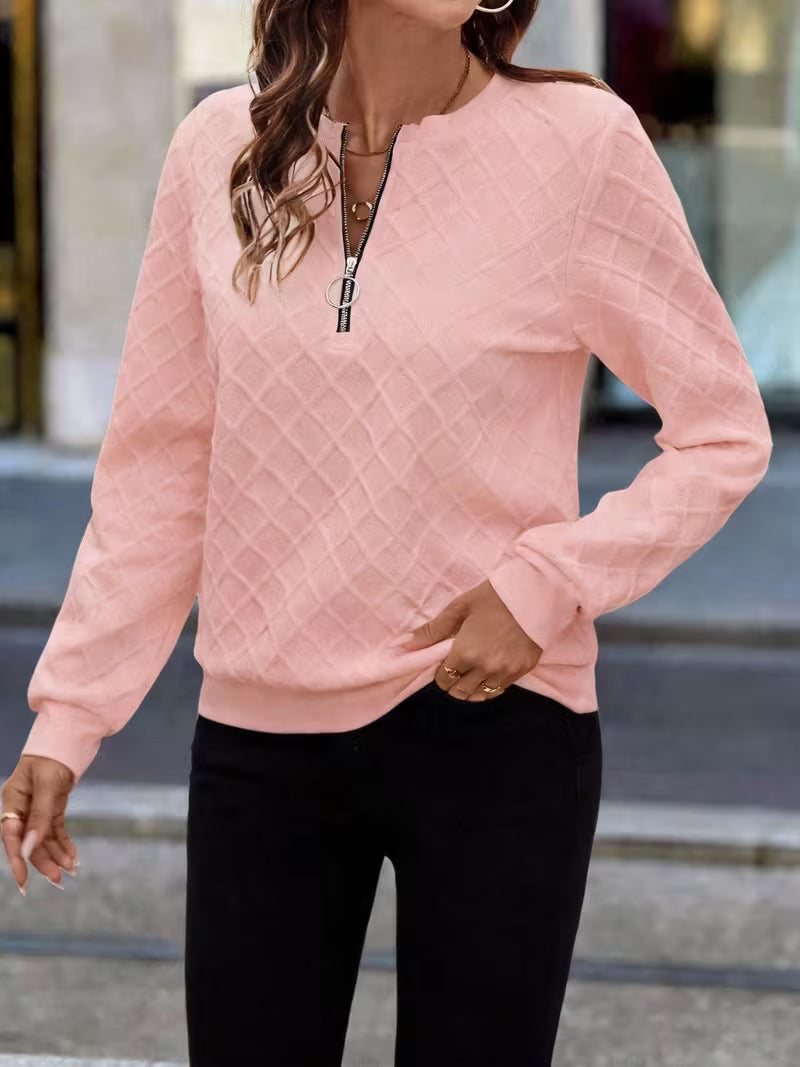 Juliet | Sweatshirt Long Sleeve Textured Zip Neck