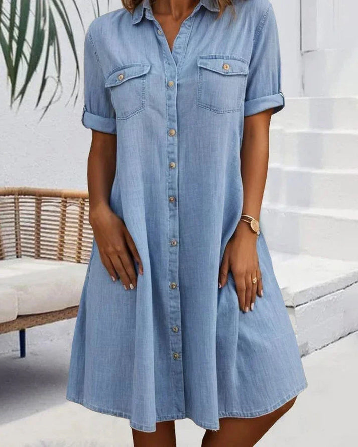 Sveta | Shirt Dress Short Sleeve Denim-Style