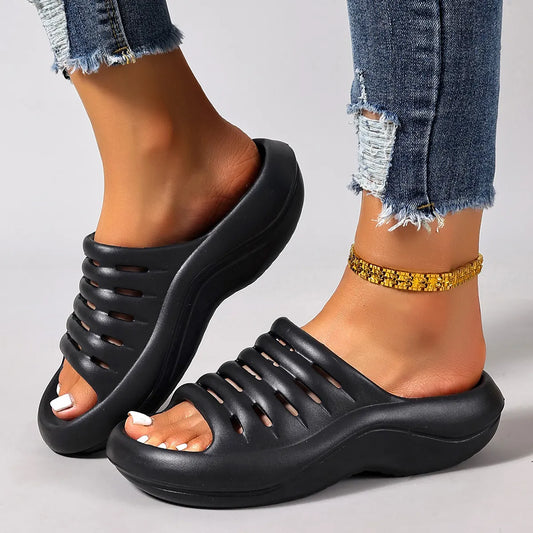 Aizada | Open Toe Platform Slide Sandals