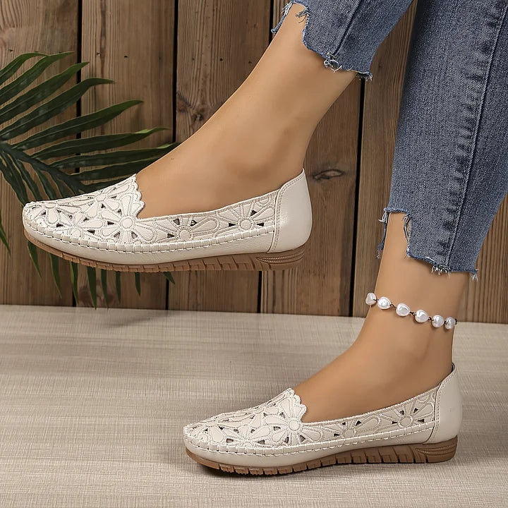 Inessa | Floral Cutout Loafer Flats