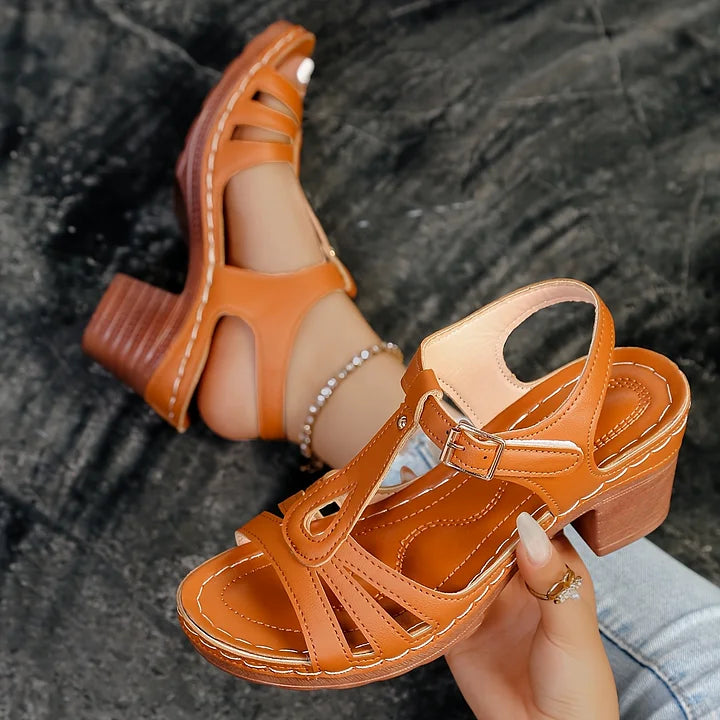 Leanna - Block Heel T Bar Open Toe Sandals
