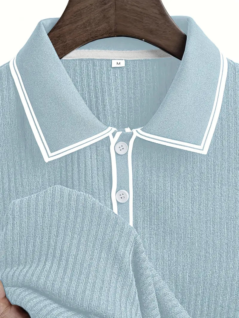 Orestis - Ribbed Short Sleeve Polo Shirt