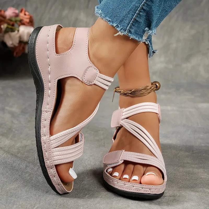 Rania - Open Toe Adjustable Strap Flat Sandals