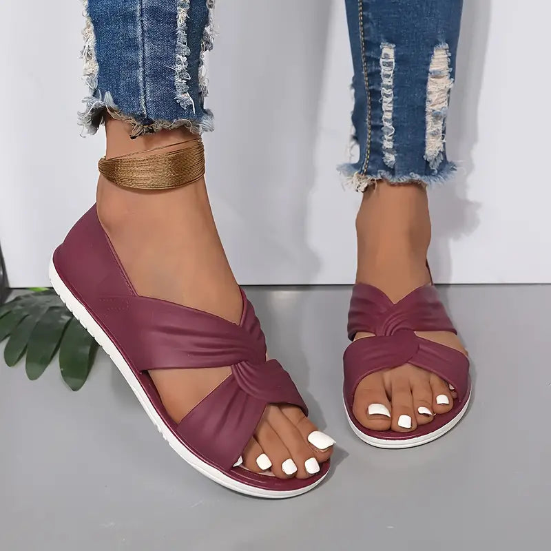 Lenja | Slide Sandals Cross Strap Open Toe
