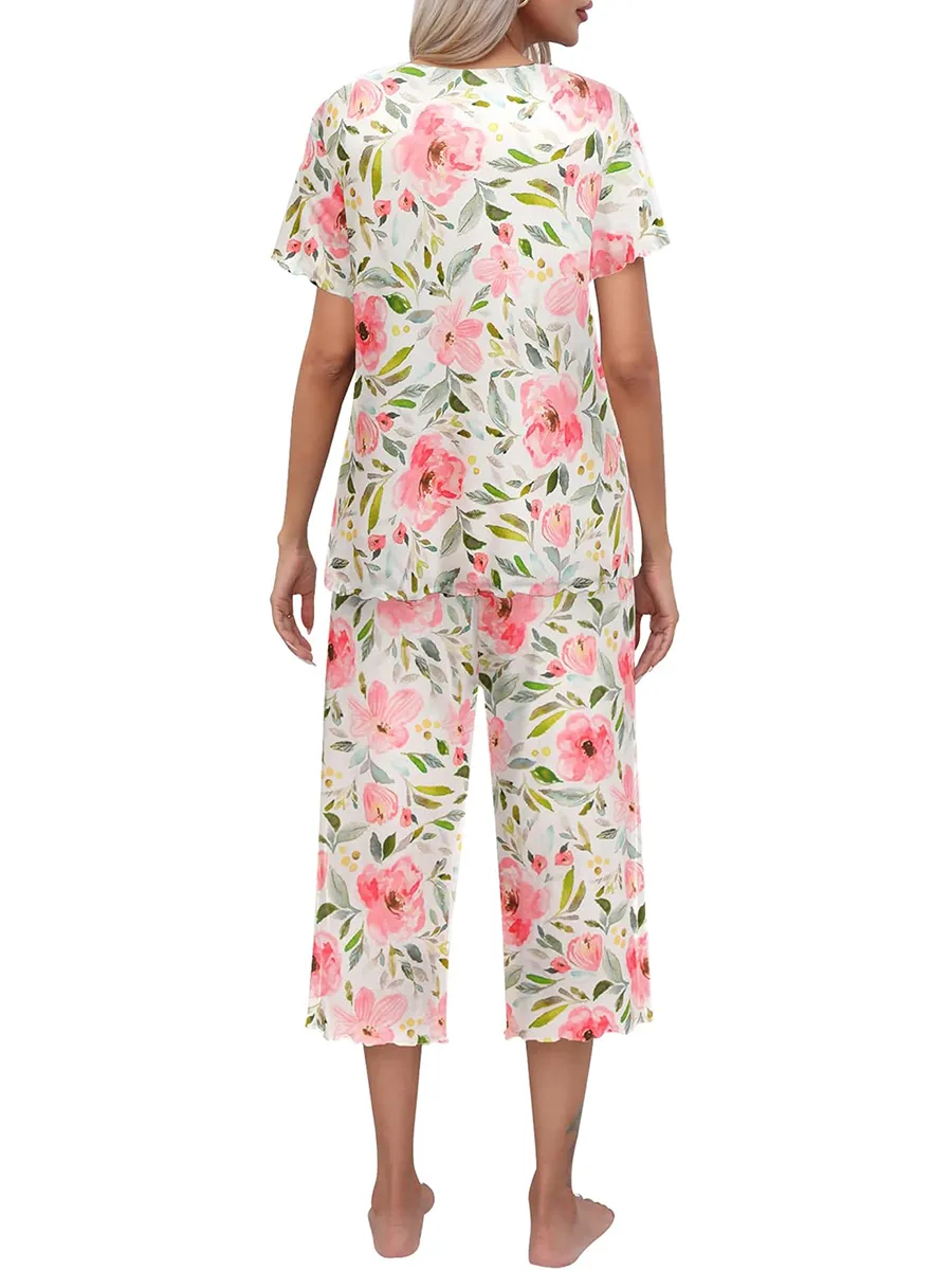 Rashini | Floral Short Sleeve Pajama Set