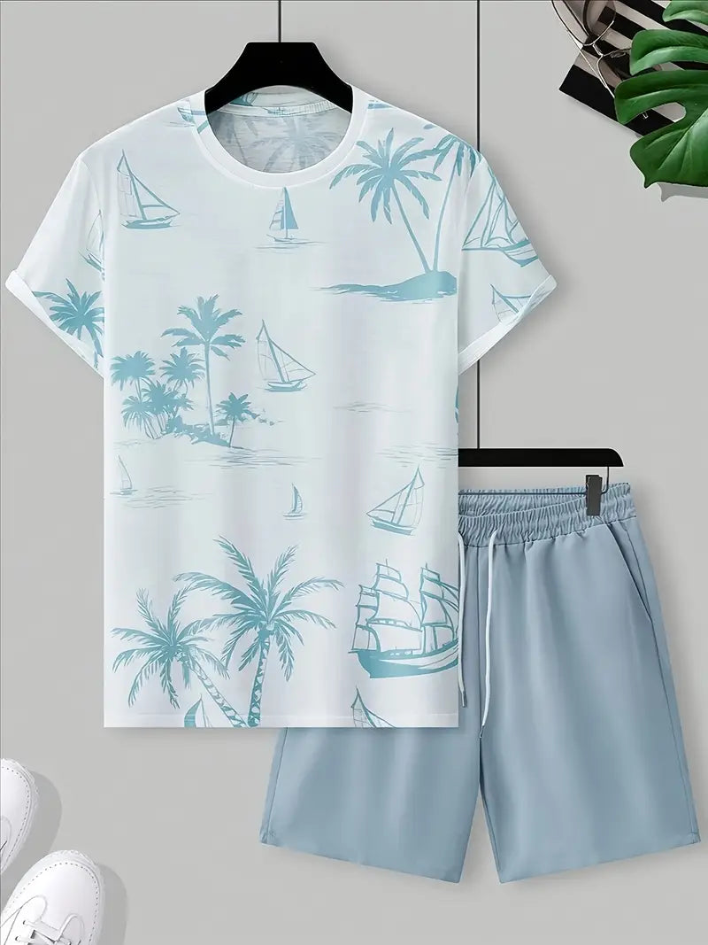 Barea | Tropical Print T Shirt Shorts Set