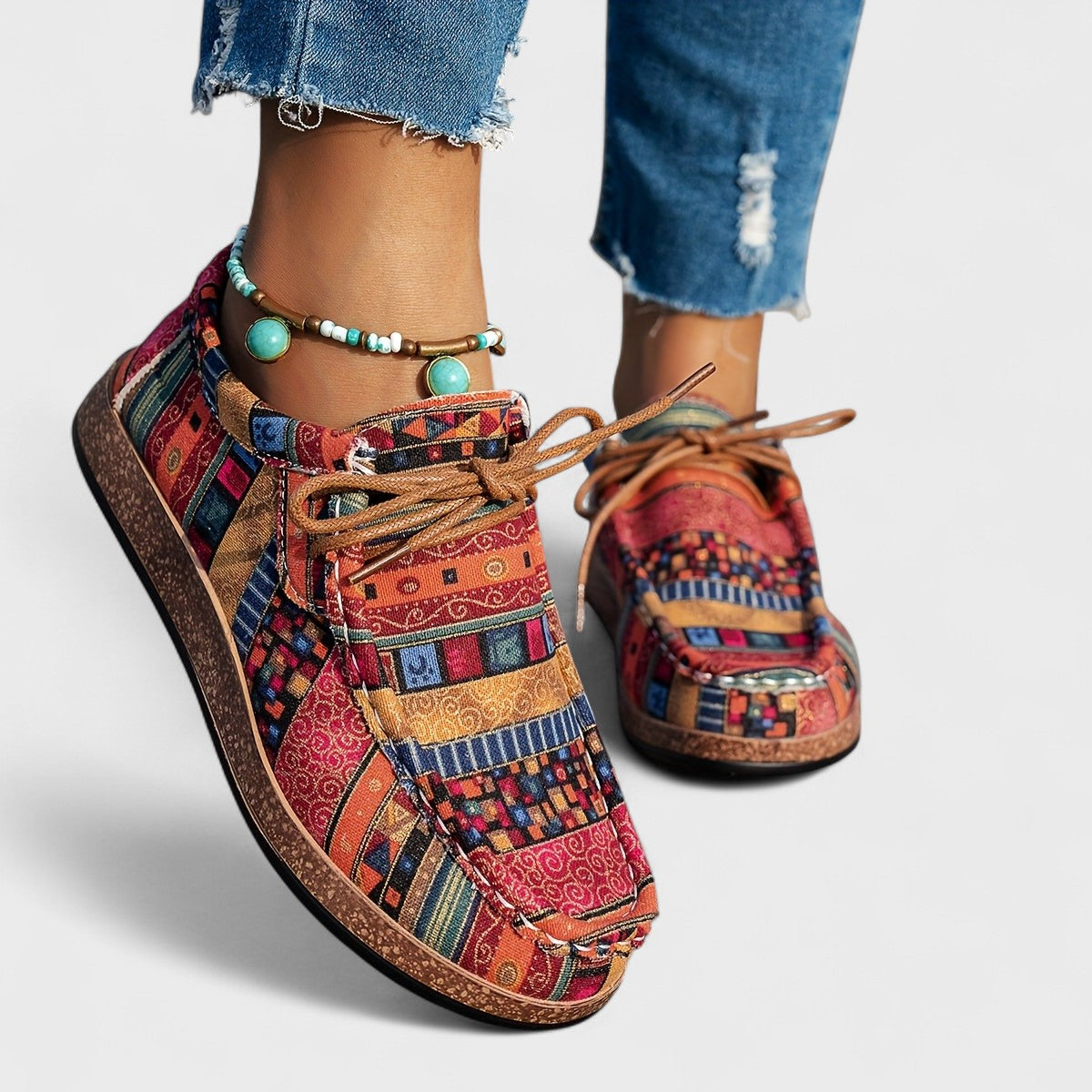 Munyika | Patterned Lace-Up Casual Comfort Shoes