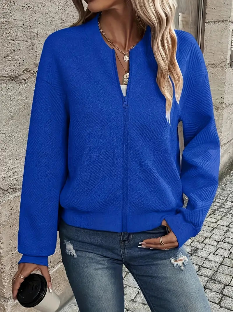 Juanita | Textured Zip-Up Long Sleeve Jacket