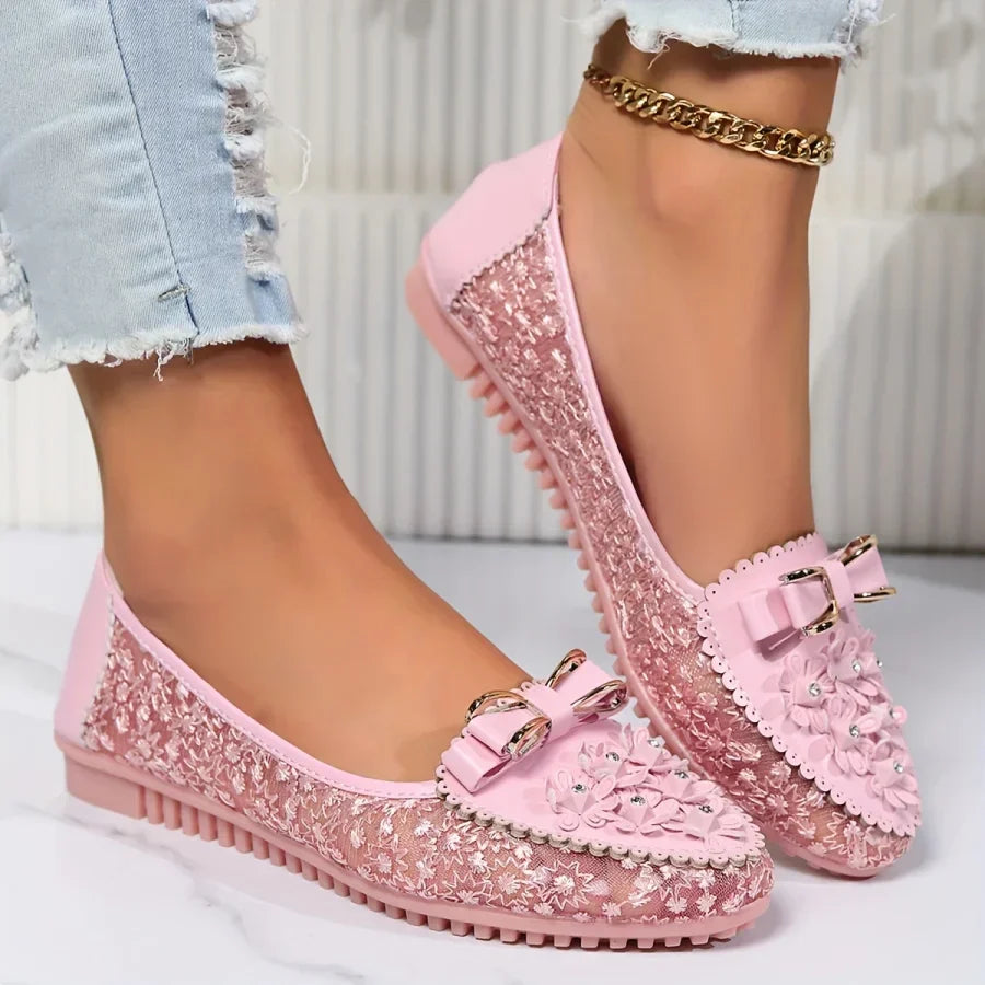 Brielle | Floral Lace Mesh Ballet Flats