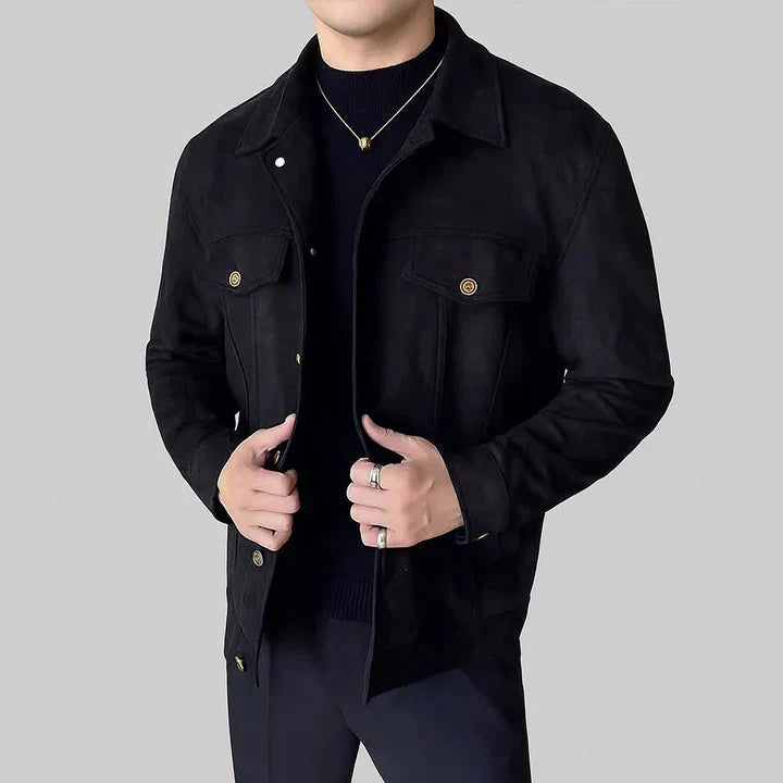 Davila | Suede Button Front Long Sleeve Jacket