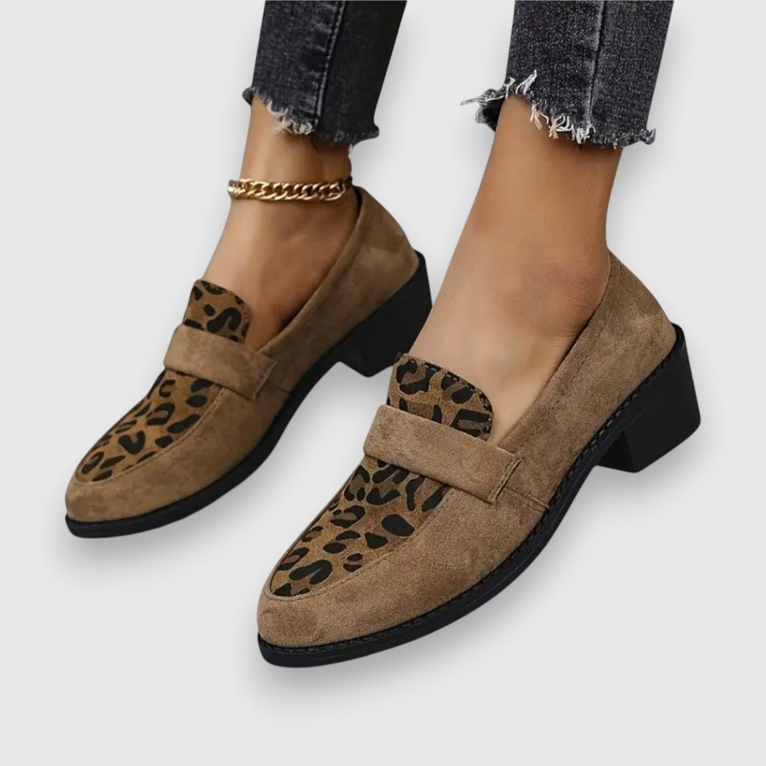Lucyna | Loafer Shoes Leopard Print Block Heel