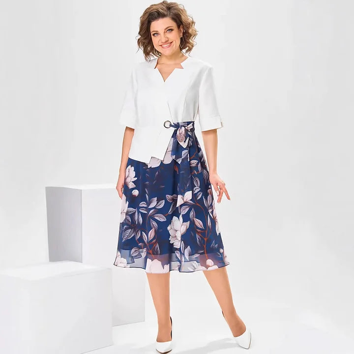 Barnes | Midi Dress White Jacket Floral Skirt