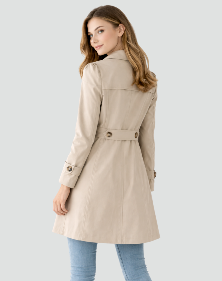 Ashley | Coat Notch Collar Button Front Belted