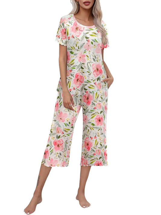 Rashini | Floral Short Sleeve Pajama Set