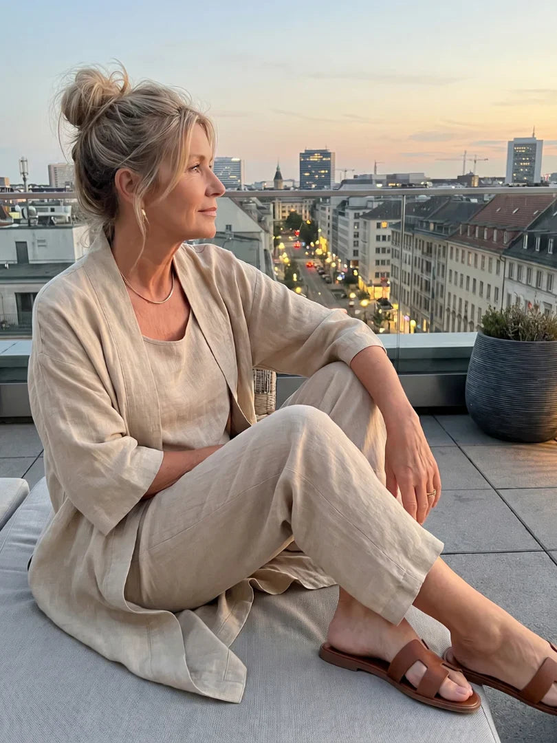 Amberley | Pant Set With Long Open Layer