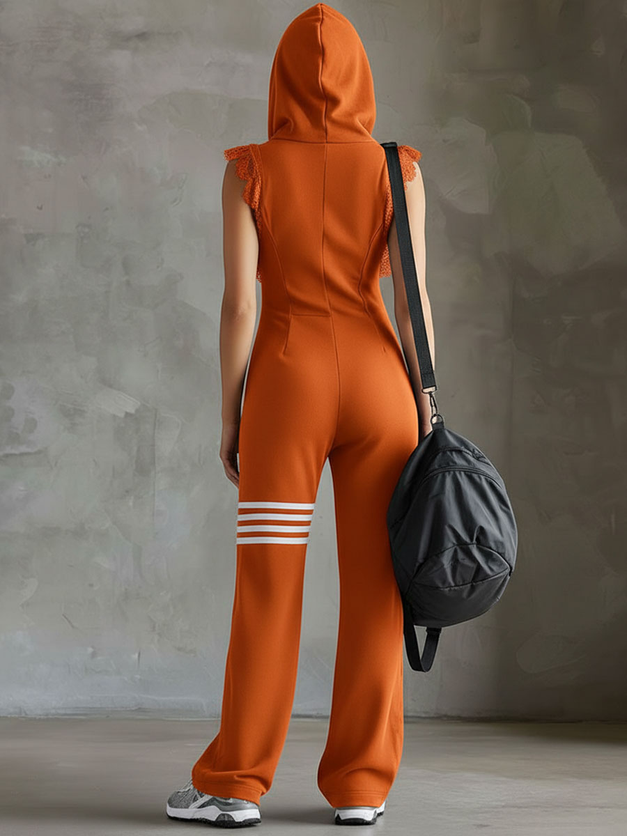 Riane - Sleeveless Hooded Zip Front Wide Leg Jumpsuit
