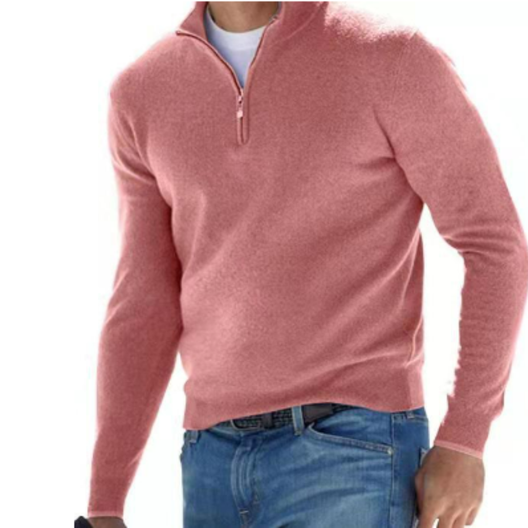 Robbert | Sweater With Quarter Zip and Stand Collar