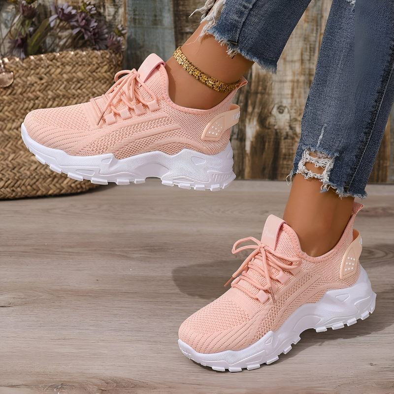 Eshara | Knit Lace-Up Chunky Sole Sneakers