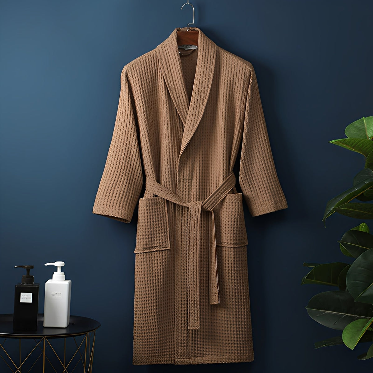 Nathan | Bathrobe With Waffle Texture and Tie Belt