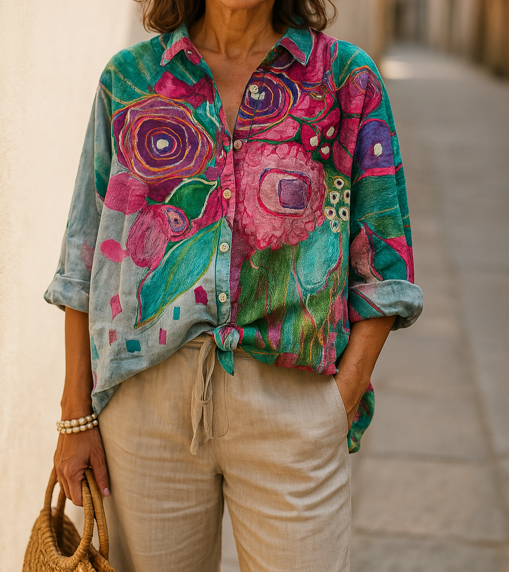 Petra | Floral Print Button Front Shirt
