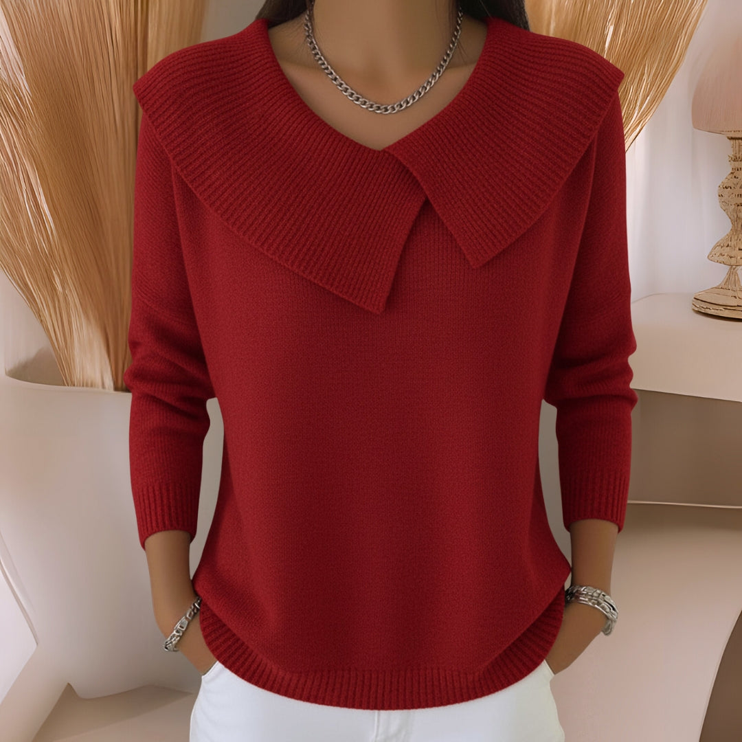 Yamina | Knit Sweater Oversized Collar Long Sleeves