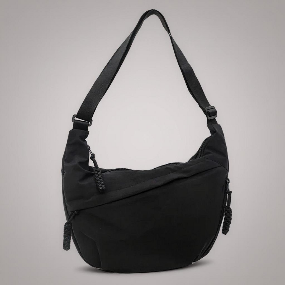 Soukaina | Curved Shoulder Bag With Zipper Pockets
