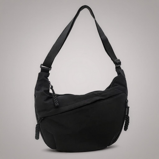Soukaina | Curved Shoulder Bag With Zipper Pockets
