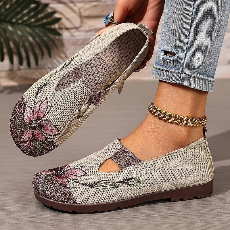 Martine – Floral Knit Slip On Walking Shoes