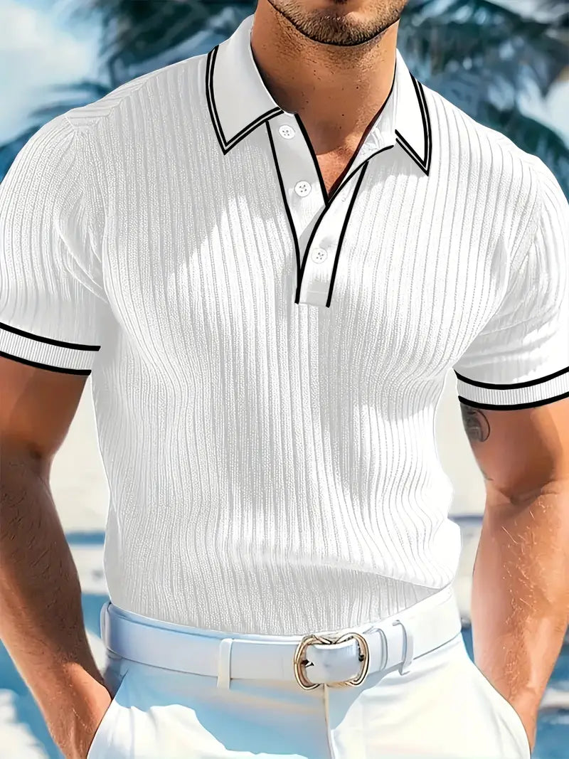 Orestis - Ribbed Short Sleeve Polo Shirt