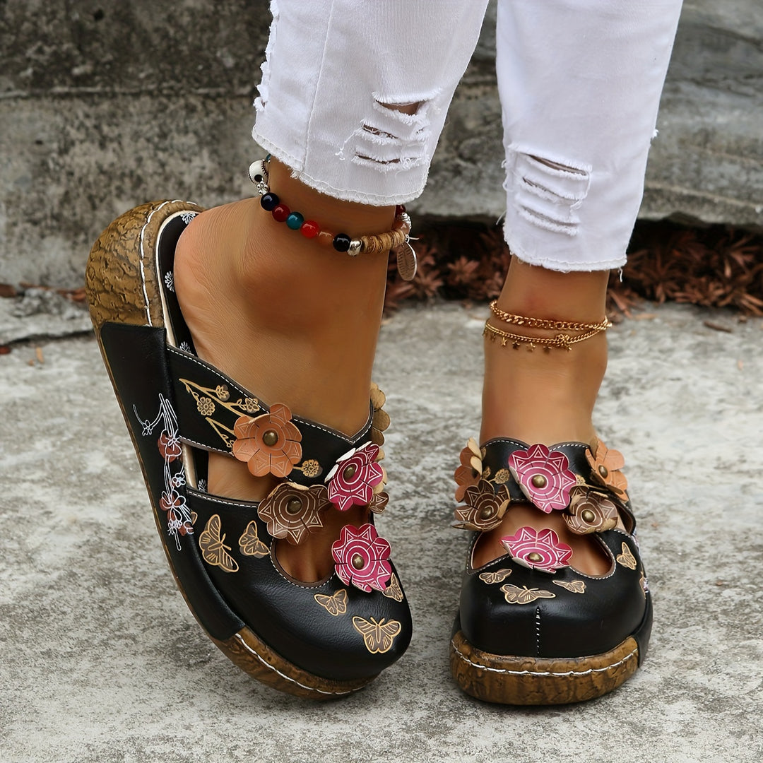 Oprah | Floral Cutout Clog Shoes With Prints