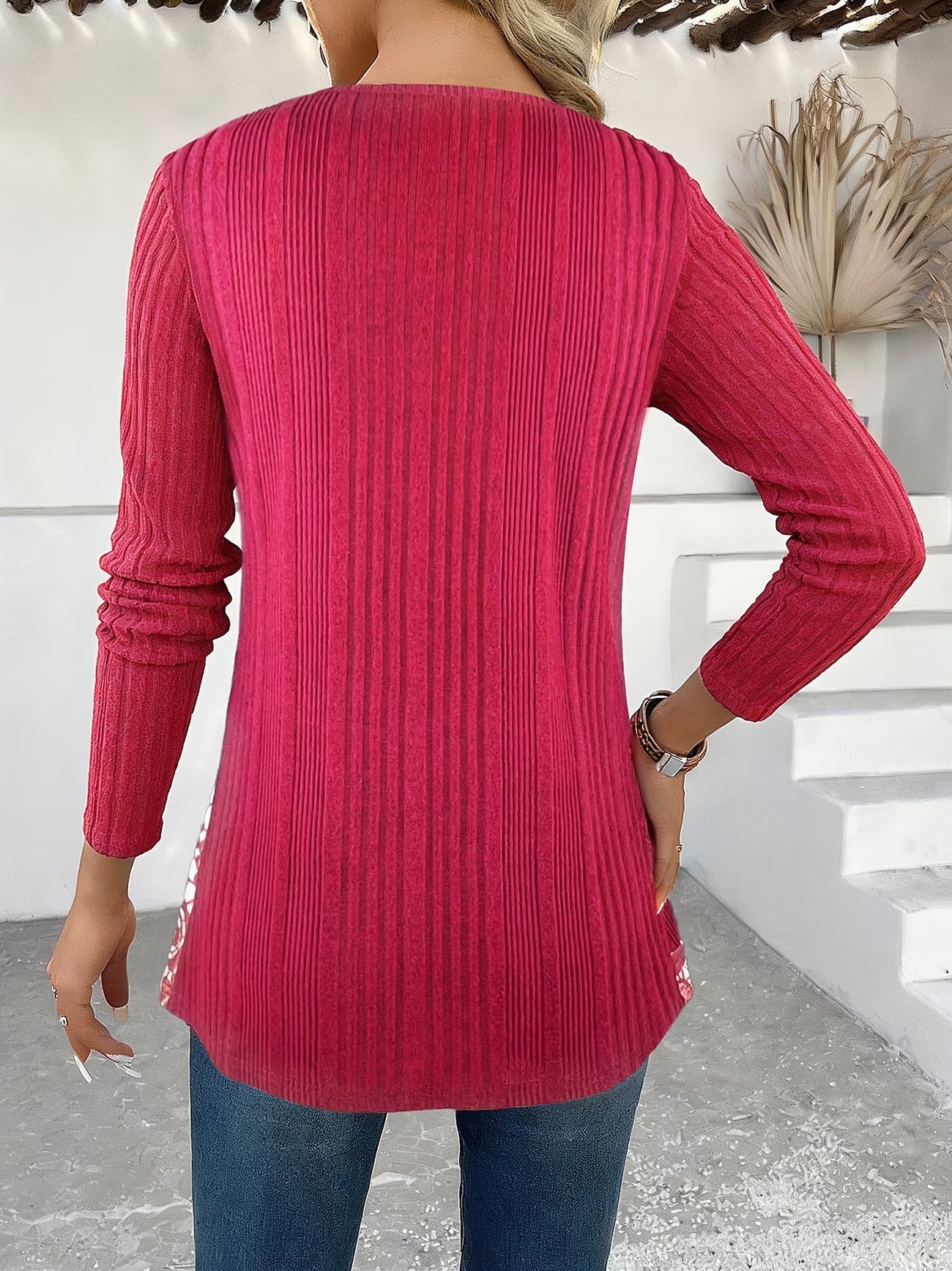 Lizeth | Long Sleeve Ribbed Pattern Tunic