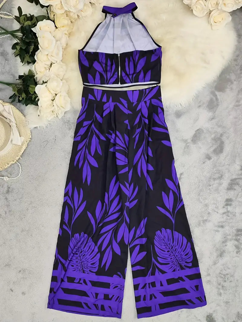 Zirina | Halter Crop Top Wide Leg Set