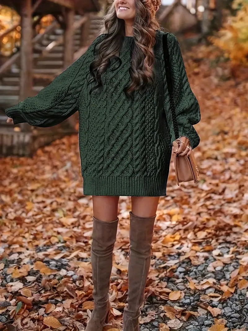 Joelle | Cable Knit Long Sleeve Sweater Dress