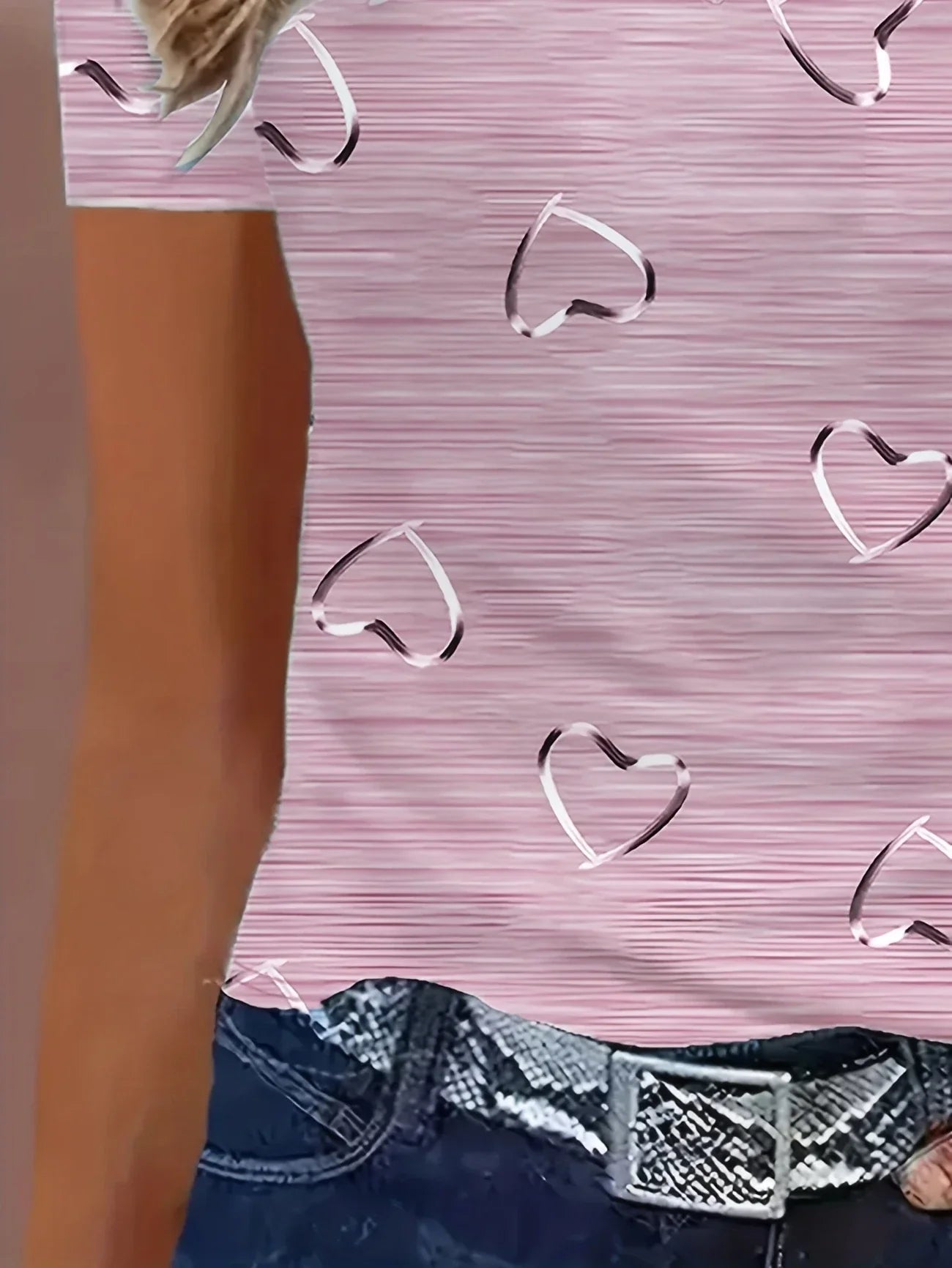 Emlyn | Heart Print Short Sleeve V Neck Top