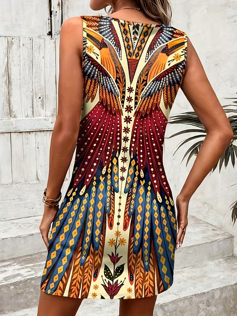 Sajila | Printed Sleeveless Scoop Neck Mini Dress