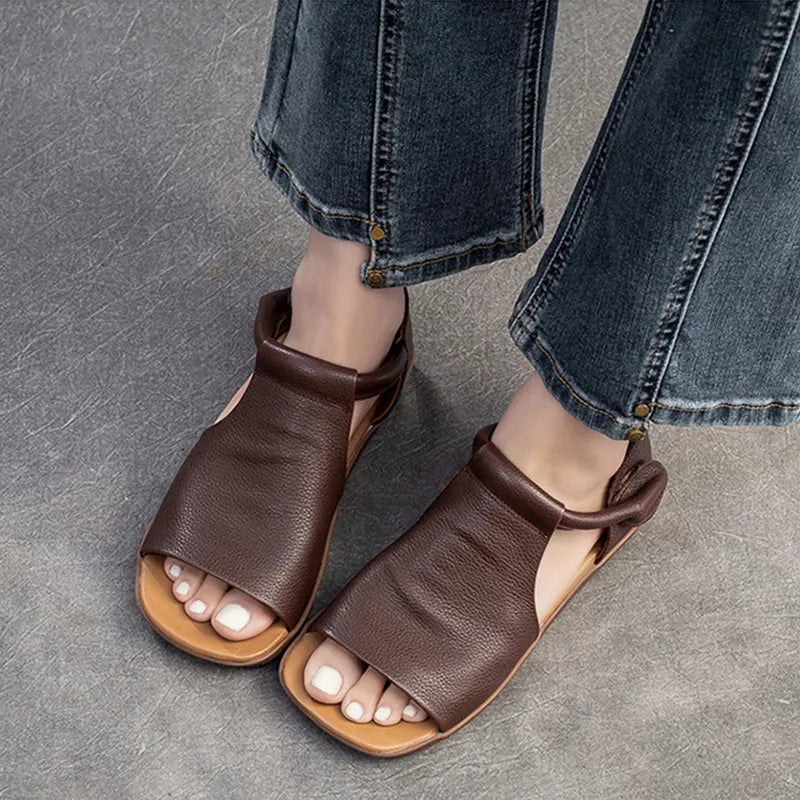 Shanera - Open Toe Cutout Flat Heel Sandals