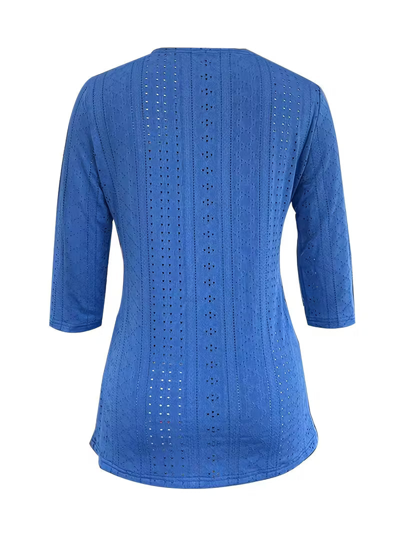 Svevelle | Lace Yoke Button Detail Top