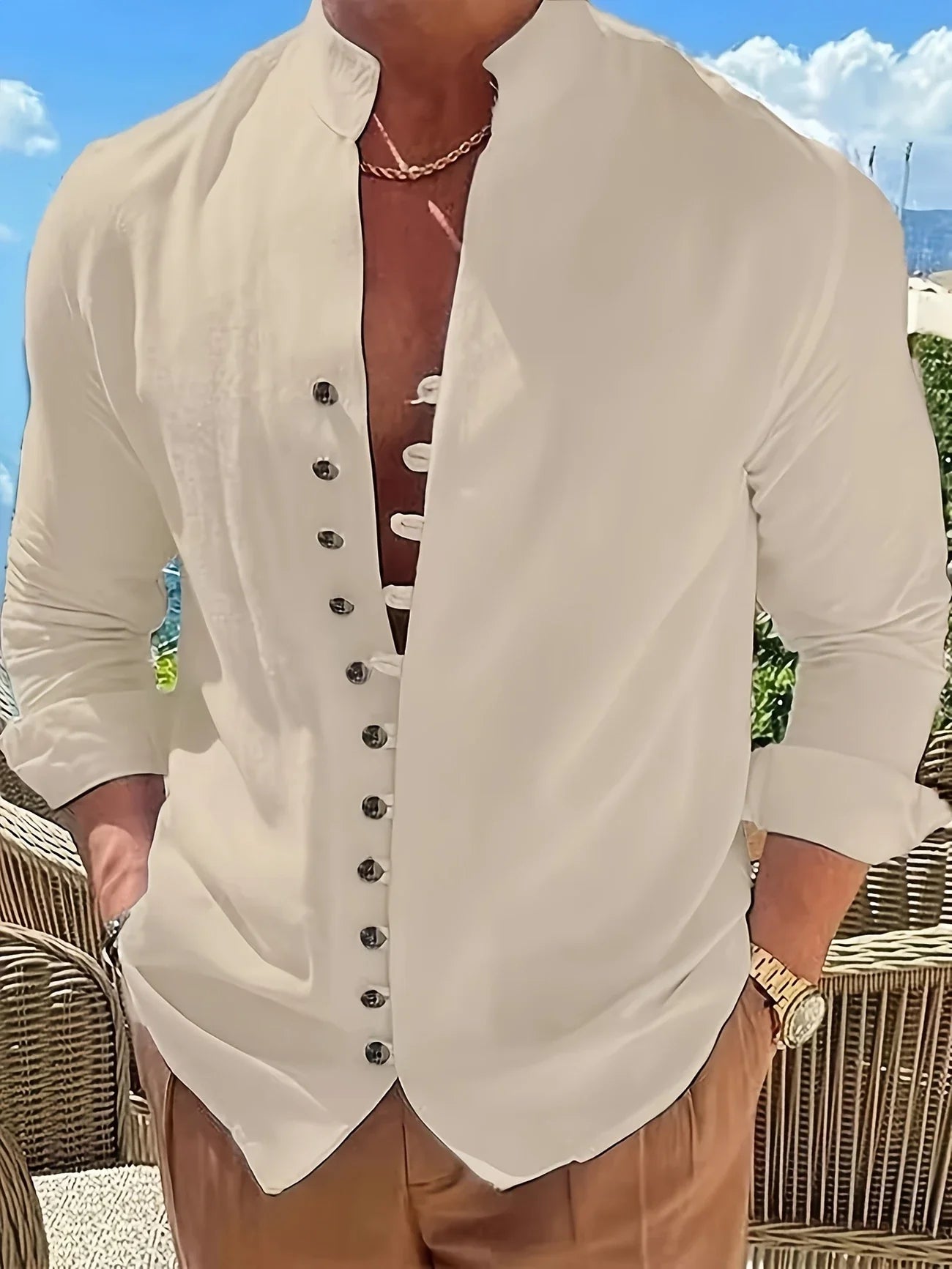 Shayne | Stand Collar Button Front Shirt