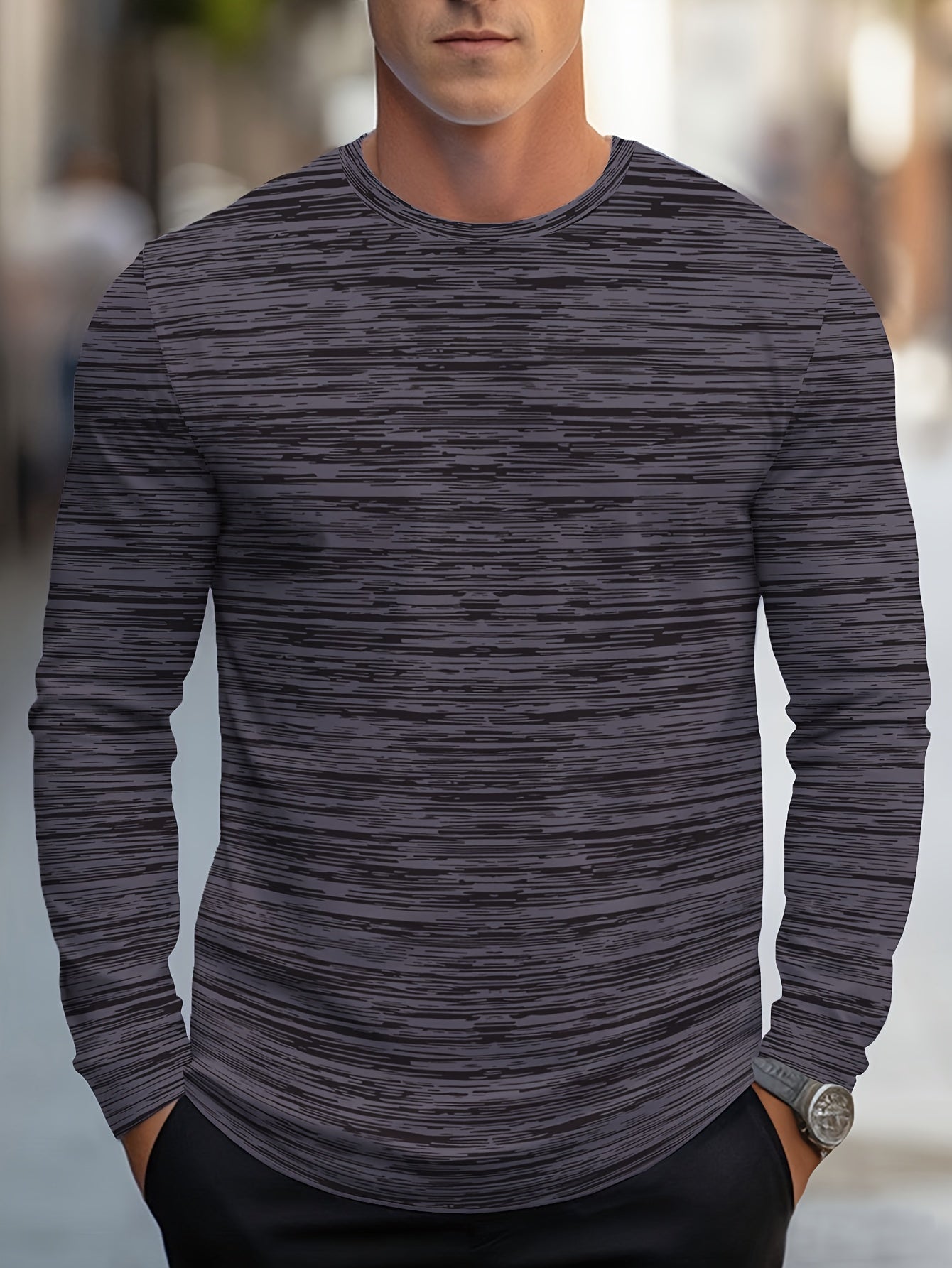 Alir | Striped Long Sleeve Crew Neck Shirt