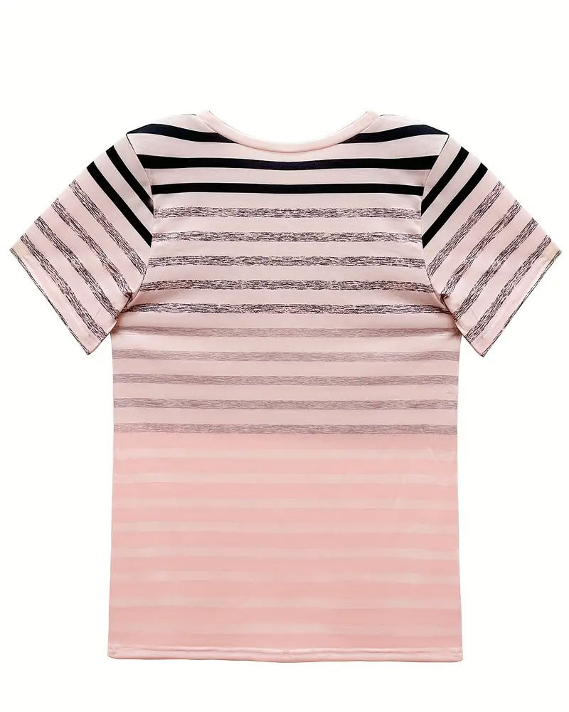 Kellie | Striped Round Neck Short Sleeve T Shirt