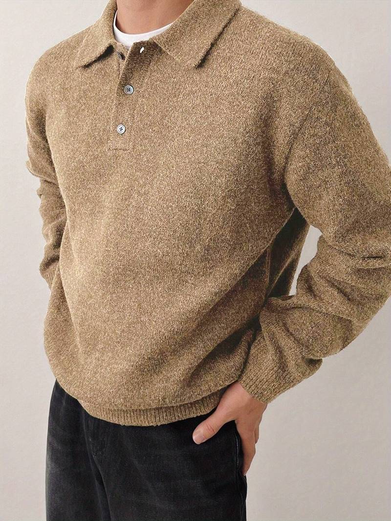 Eliran | Long Sleeve Textured Knit Polo Sweater