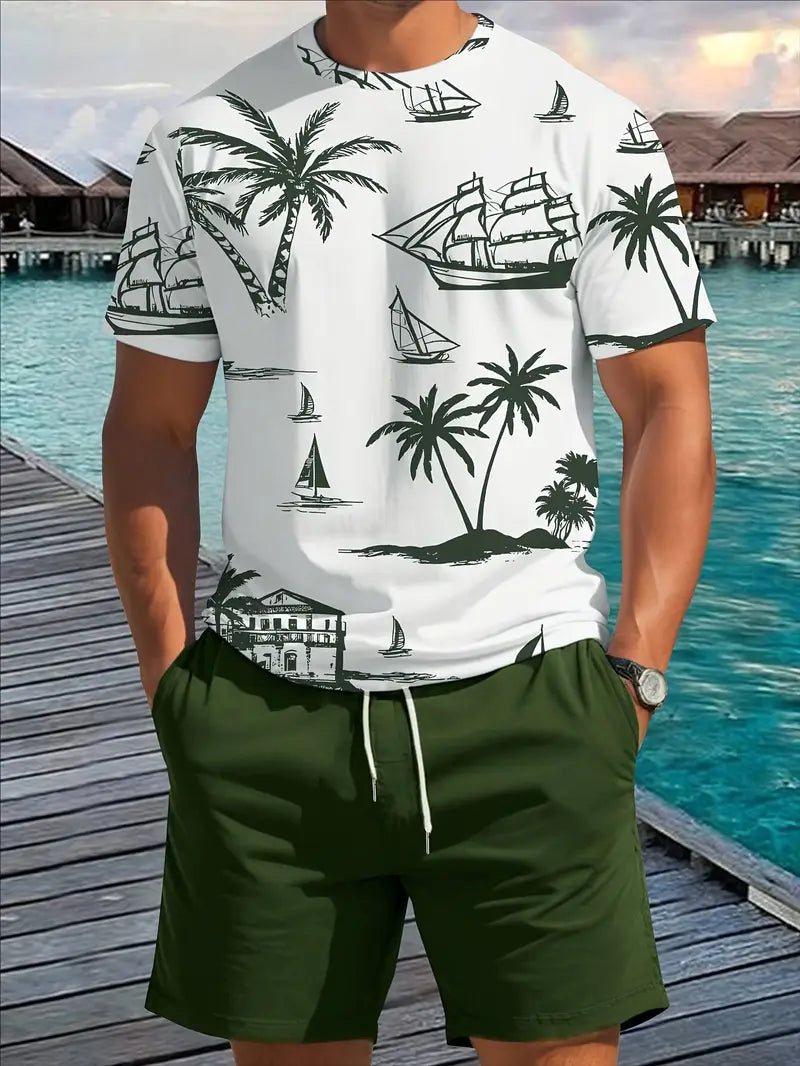 Barea | Tropical Print T Shirt Shorts Set