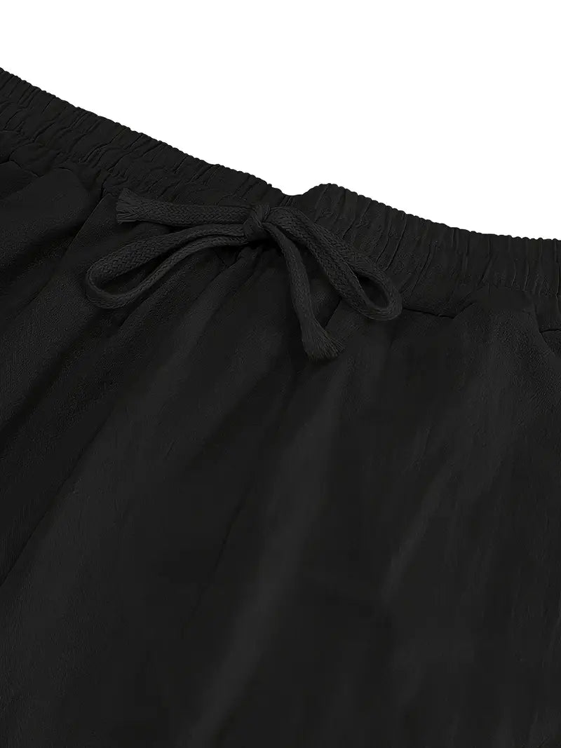 Babaev | Drawstring Wide Leg Casual Linen Pants