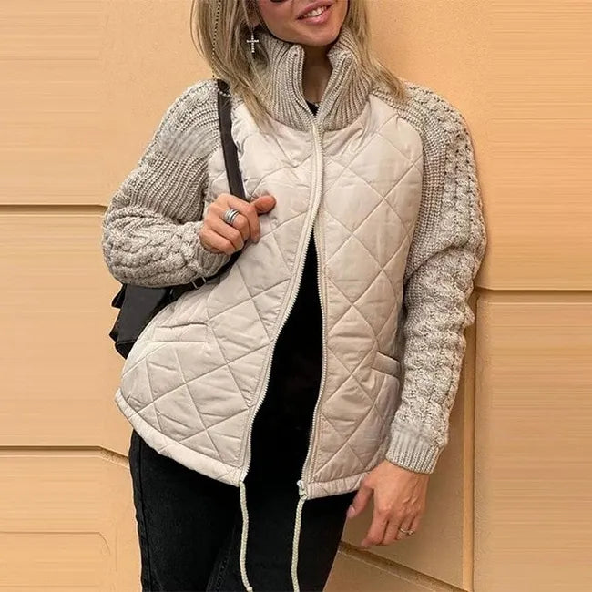 Saskia | Quilted Down Jacket with Knitted Sleeves