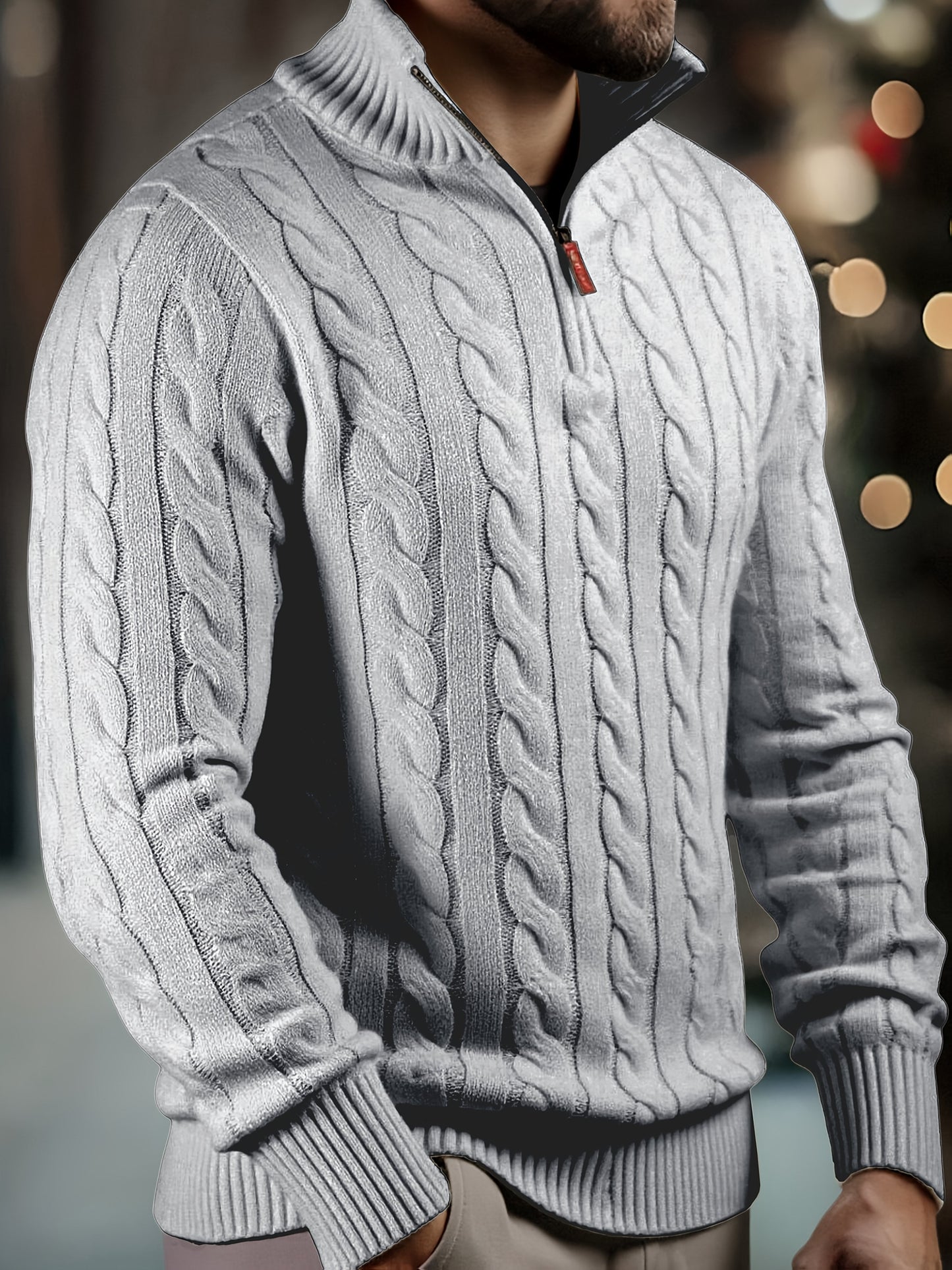 Vasyl | Sweater Cable Knit Quarter-Zip Long Sleeve